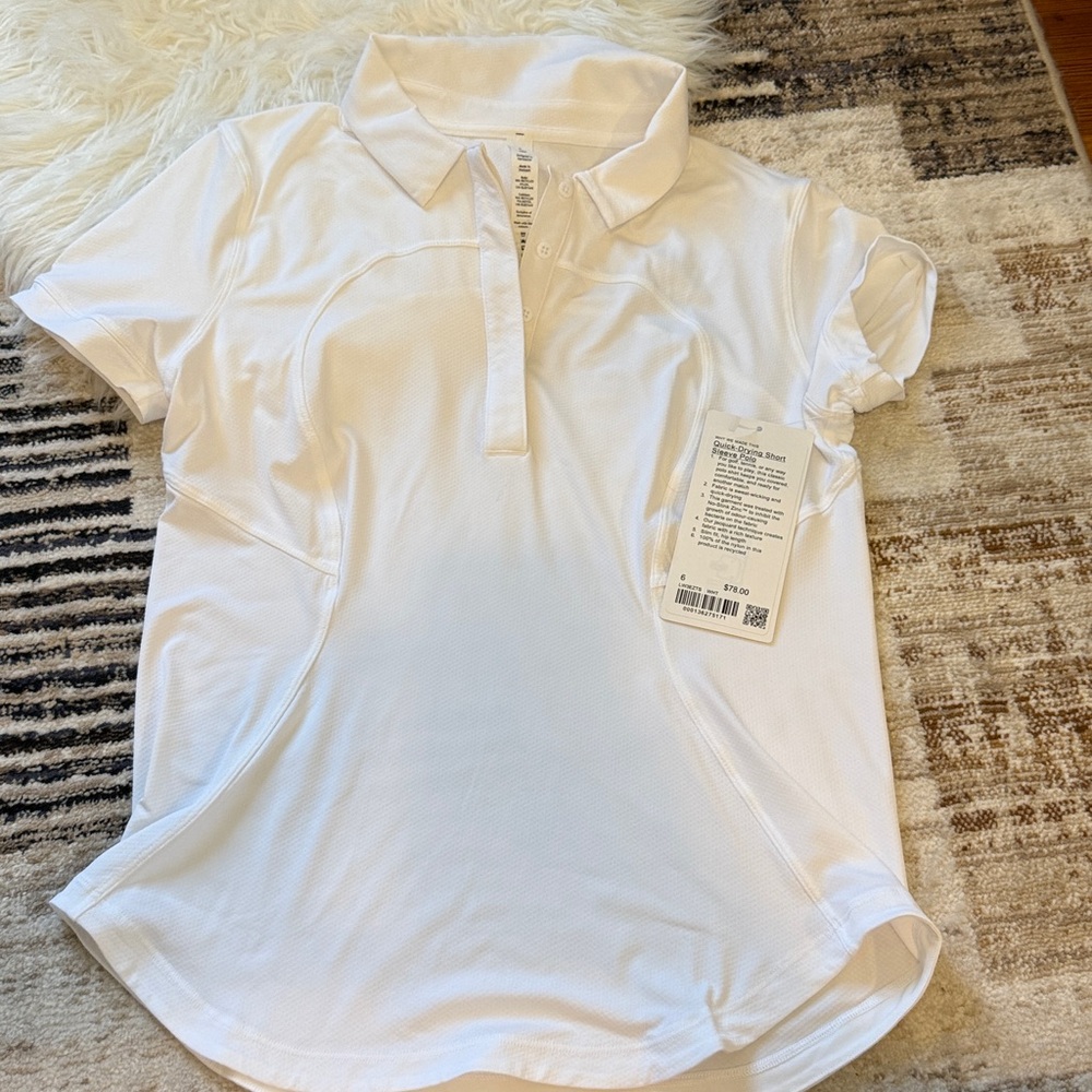 Lululemon Quick Drying Short Sleeve Polo, Size 6, NWT!